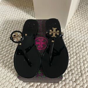 Tory Burch Black and Gold Sandals